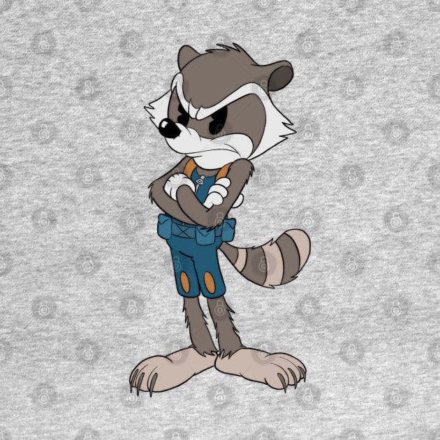 Space Raccoon in 1930s rubber hose cartoon style - cuphead by Kevcraven